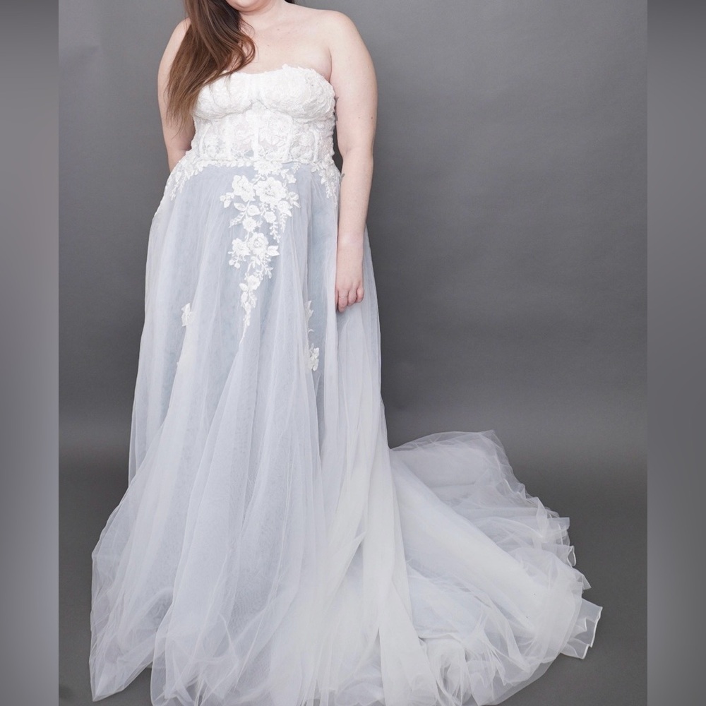 NEW Prom Grad Wedding Dress Green and White Size 16 Handmade Corset Back A Line